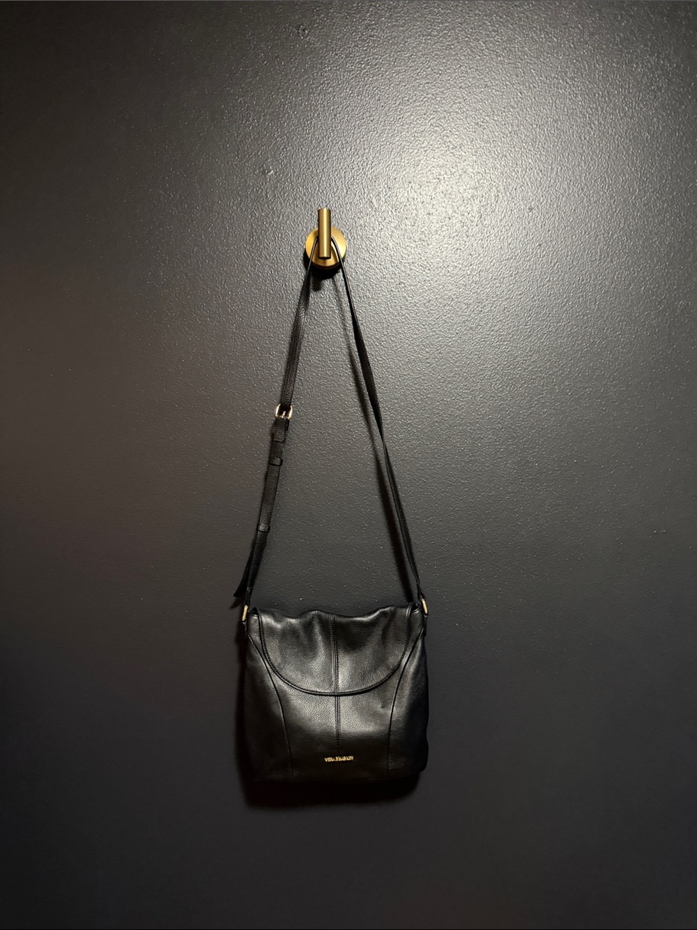 Vera Bradley Black Pebbled Leather Alexa Hobo Crossbody Bag